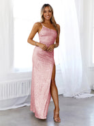 Female sequin slit sexy wedding evening dress - Stormyjay