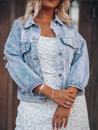 Women's new casual fashion loose handmade frayed denim jacket - Stormyjay