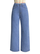 Women's high waist wide leg pants street style washed jeans - Stormyjay