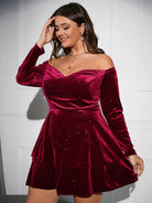 Plus size deep V waist dress sexy velvet ball gown dress - Stormyjay