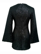 Women's sequin bell sleeve fashionable casual shiny dress - Stormyjay