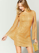 Women's sequin bell sleeve fashionable casual shiny dress - Stormyjay