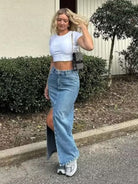 New high waist slim denim skirt one step skirt - Stormyjay