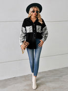 New loose leopard print patchwork denim shirt long sleeve top cardigan - Stormyjay