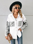 New loose leopard print patchwork denim shirt long sleeve top cardigan - Stormyjay