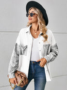 New loose leopard print patchwork denim shirt long sleeve top cardigan - Stormyjay