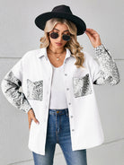 New loose leopard print patchwork denim shirt long sleeve top cardigan - Stormyjay