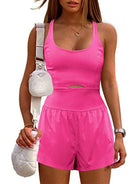 Women's Hollow Cross Loose Fitness Wear Tank Top Jumpsuit - Stormyjay