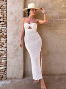 New tube top open mesh hollow knitted elastic hip-covering hot girl dress - Stormyjay