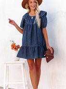 Women's new loose casual ruffle short dress - Stormyjay