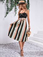 Women's striped patchwork suspender dress - Stormyjay