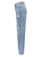 Women's button-down low-rise loose slimming straight jeans - Stormyjay