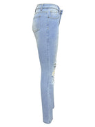 Women's washed ripped high-waisted denim wide-leg trousers - Stormyjay