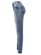 Women's washed high elastic denim pencil pants - Stormyjay