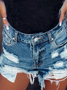 Women's new distressed high waist ripped denim shorts - Stormyjay