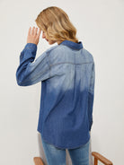 New style comfortable casual lapel gradient single-breasted denim shirt jacket - Stormyjay