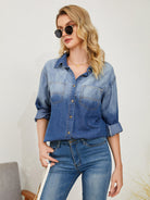 New style comfortable casual lapel gradient single-breasted denim shirt jacket - Stormyjay