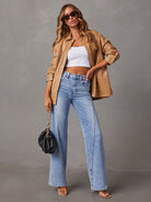 New style comfortable casual loose spliced wide leg women's jeans - Stormyjay