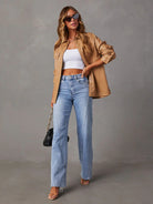 New style comfortable casual loose spliced wide leg women's jeans - Stormyjay