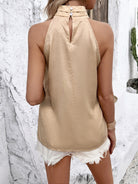 New style solid color sleeveless collar pleated top - Stormyjay