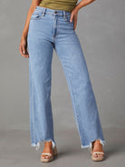 Ladies Loose Casual Fashion Simple Tassel Straight Jeans - Stormyjay