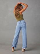 Ladies Loose Casual Fashion Simple Tassel Straight Jeans - Stormyjay