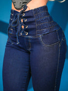 New high-waisted slimming butt-lifting strappy slim-fitting jeans - Stormyjay