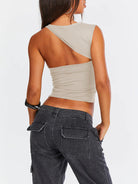 New Y2K irregular neckline top sexy backless slim vest - Stormyjay