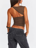 New Y2K irregular neckline top sexy backless slim vest - Stormyjay