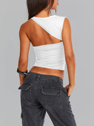 New Y2K irregular neckline top sexy backless slim vest - Stormyjay