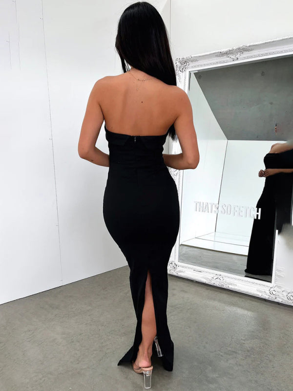 Sexy tube top long dress slit cocktail dress backless long dress - Stormyjay