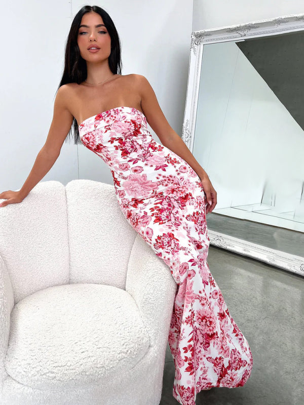 Sexy tube top long dress slit cocktail dress backless long dress - Stormyjay