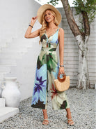 New printed shoulder strap hollow jumpsuit - Stormyjay