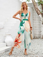 New printed shoulder strap hollow jumpsuit - Stormyjay