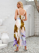 New printed shoulder strap hollow jumpsuit - Stormyjay