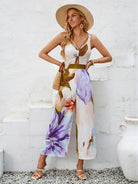 New printed shoulder strap hollow jumpsuit - Stormyjay