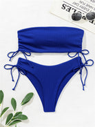 New split bandeau strap bikini solid color sexy multi-color swimsuit - Stormyjay