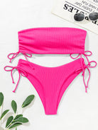 New split bandeau strap bikini solid color sexy multi-color swimsuit - Stormyjay