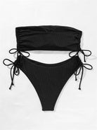 New split bandeau strap bikini solid color sexy multi-color swimsuit - Stormyjay