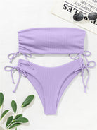 New split bandeau strap bikini solid color sexy multi-color swimsuit - Stormyjay