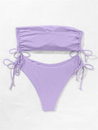 New split bandeau strap bikini solid color sexy multi-color swimsuit - Stormyjay