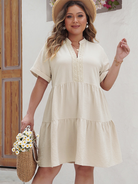 Plus size women's loose elegant v-neck dress - Stormyjay