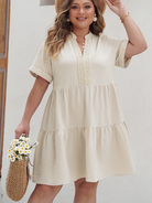 Plus size women's loose elegant v-neck dress - Stormyjay