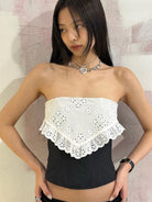 New design niche crochet pattern hollow contrast color outer wear tube top vest - Stormyjay