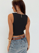 New Sexy Hot Girl Square Neck Slim Fit Sleeveless Vest - Stormyjay