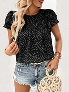 Women's Fashion Ruffled Short Sleeve Shirt - Stormyjay