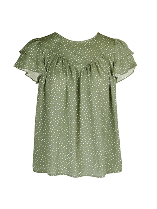 Women's Fashion Ruffled Short Sleeve Shirt - Stormyjay