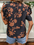 New printed round neck, horseshoe sleeves and elegant shirt - Stormyjay