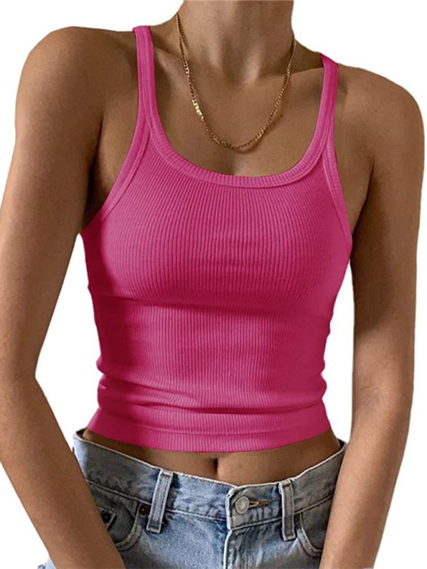 Sling solid color sleeveless high elastic slim sexy women's top t-shirt vest - Stormyjay