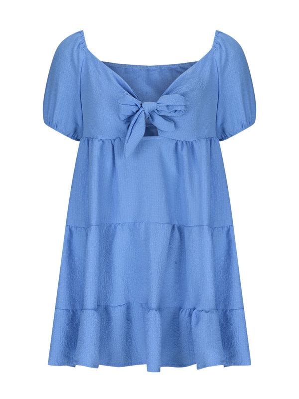 Fashionable and versatile strappy V-neck short-sleeved dress - Stormyjay